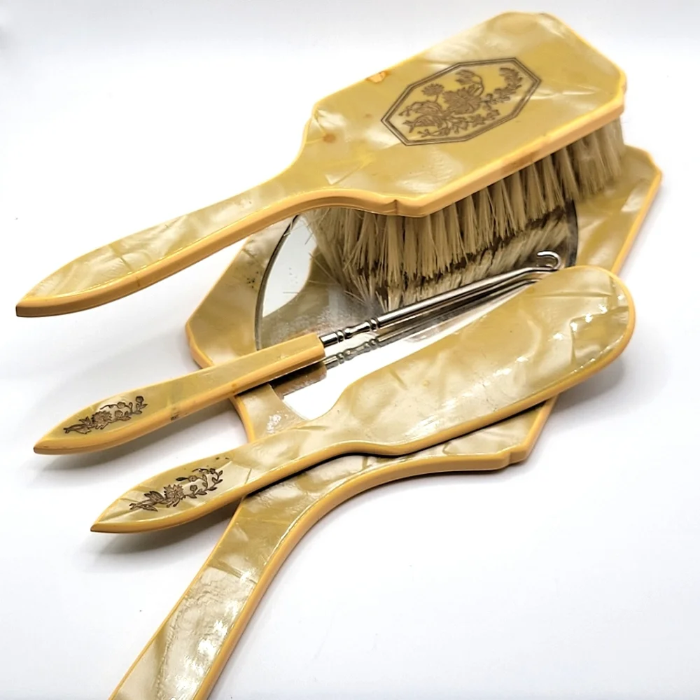 VTG Celluloid Vanity Set | 4 Pieces